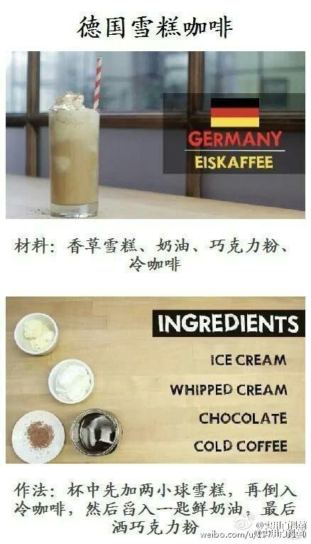 世界知名咖啡的调配方法！咖啡控必备，自己动手试试吧~ ​​​